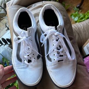 Vans White and Black Canvas Sneakers for men or women